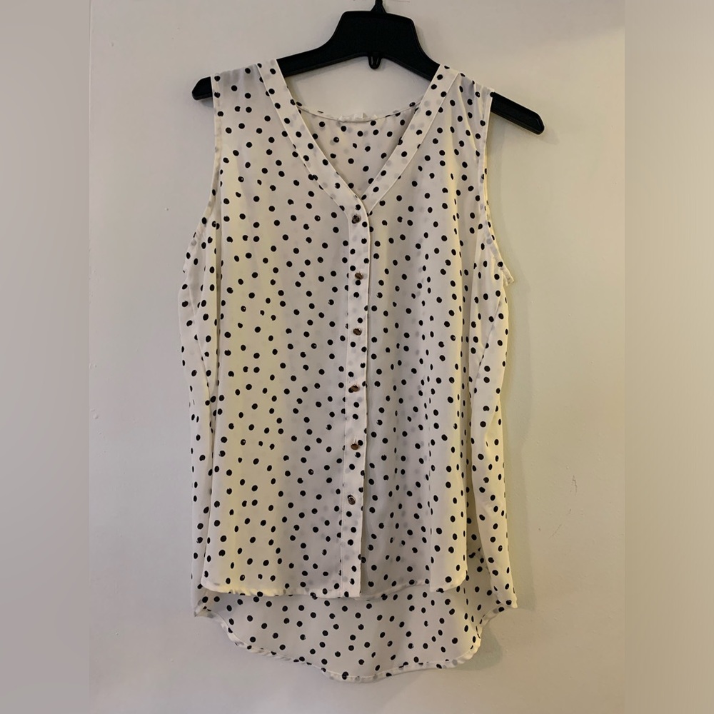 Maurices Button Down Dotted Tank Top Size L